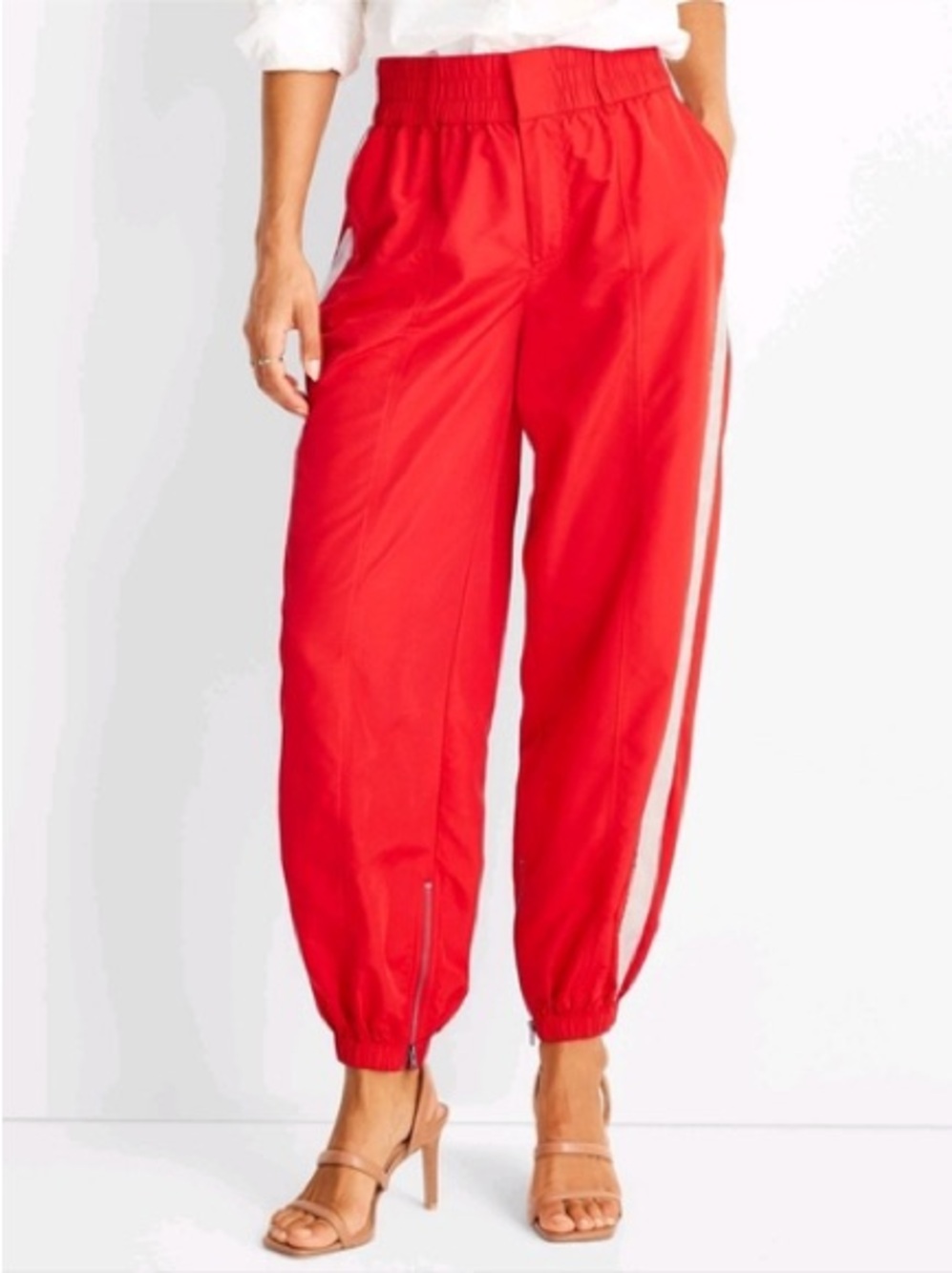 Future Collective Kahlana Barfield Brown Bright Red & White Stripe Track Pants